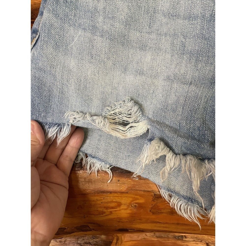 True Craft Distressed High Rise Blue  Jean Shorts‎ Juniors Size 1 - Picture 2 of 7